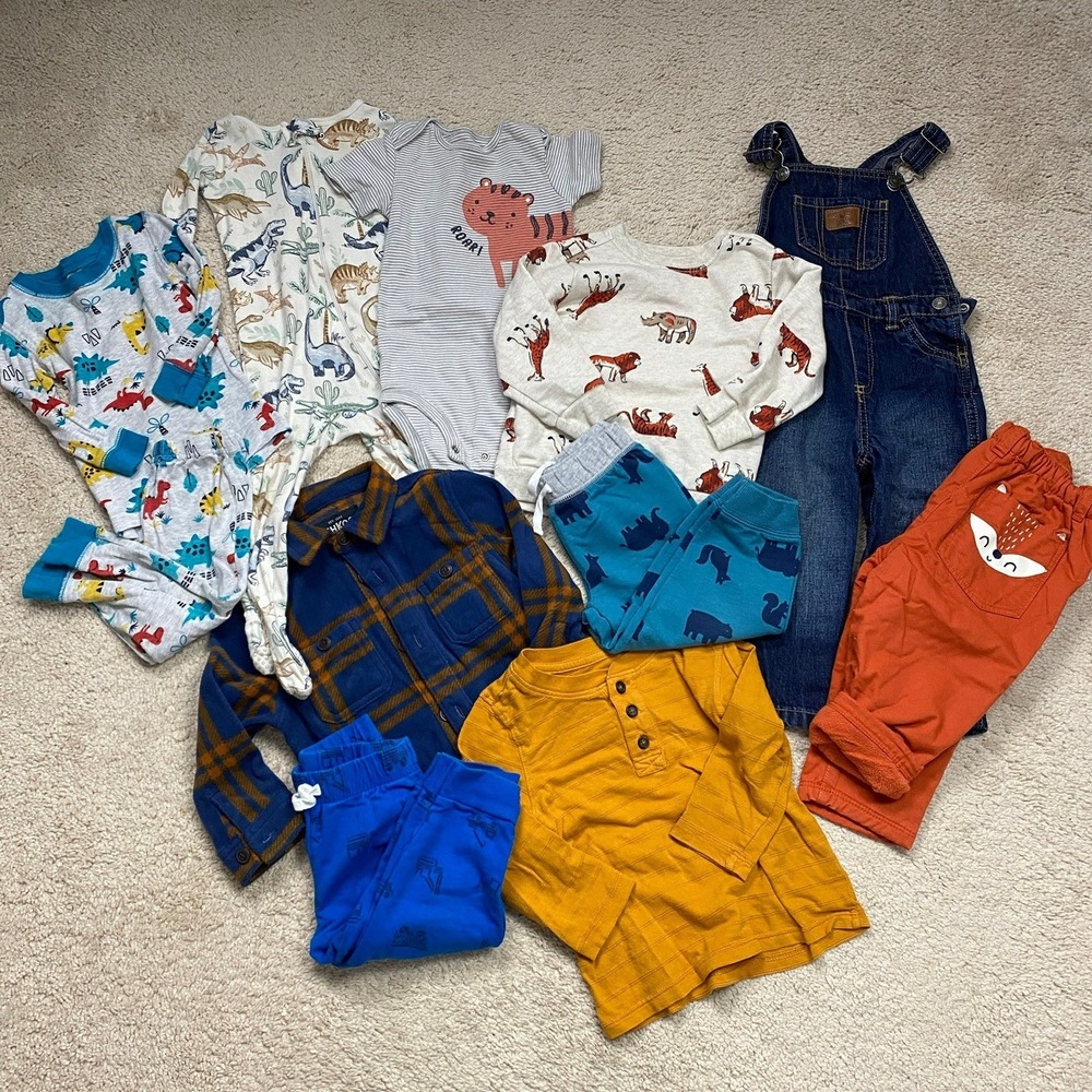 Toddler Baby Boys Lot 18M Bundle‎ Multicolor Animal Prints Flannel Winter